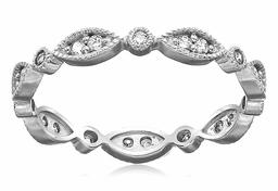 Lab Grown Diamond Fancy Wedding Band in 14k White Gold (1/4 CT.TW., I-J Color, SI1-SI2 Clarity), Size 8