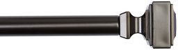 AmazonBasics 1" Curtain Rod with Square Finials, 36" to 72", Curtain Clip Ring (Set of 7), and Curtain Holdbacks (Set of 2), Bronze
