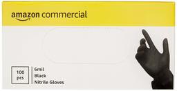 AmazonCommercial Powder Free Disposable Nitrile Gloves, 6 mil, Black, 240MM Size XXL, 900 (10 Boxes of 90)