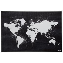 Amazon Brand – Rivet Black and White Paint Drip World Map Canvas Print Wall Art, 36" x 24"