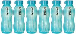 Amazon Brand - Solimo Alaska Plastic Water Bottle Set, Set of 6, 600ml, Teal