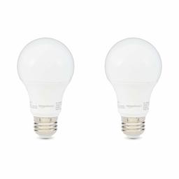 AmazonBasics 60W Equivalent, Daylight, Non-Dimmable, 10,000 Hour Lifetime, A19 LED Light Bulb | 2-Pack