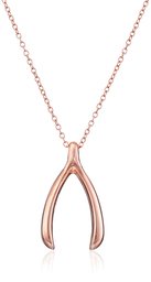 14k Rose Gold Plated Sterling Silver Wishbone Pendant Necklace, 18"