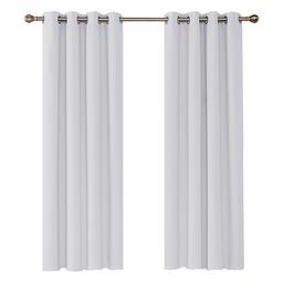 UMI by Amazon Eyelet Blackout Curtains Thermal Insulated Decorative Curtains 55 x 94 Inch Greyish White 2 Panels