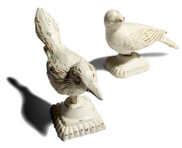Strathwood Set of 2 Decorative Cast Iron Birds with White and Rust Finish