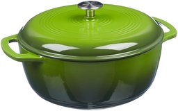 AmazonBasics Enameled Cast Iron Covered Dutch Oven, 6-Quart, Green