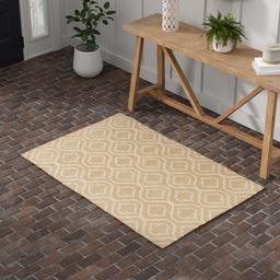 Amazon Brand – Stone & Beam Contemporary Hourglass Wool Area Rug, 3' 9" x 5' 9", Beige