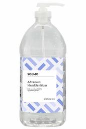 Amazon Brand - Solimo Advanced Hand Sanitizer with Vitamin E (institutional size), Original Scent, Pump Bottle, 67.6 Fl Oz