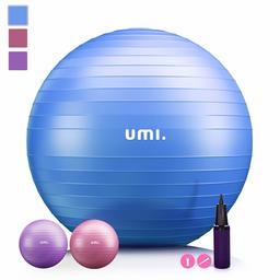UMI. by Amazon - Exercise Fitness Ball Yoga Swiss Ball with Hand Pump for Home and Gym 65cm (Blue)