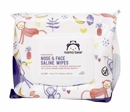 Amazon Brand - Mama Bear Saline Nose and Face Baby Wipes, Hypoallergenic, Unscented, 30 Count