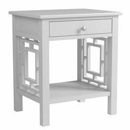 Amazon Brand – Ravenna Home Classic End Table with Side Cutouts, 22"W, White Wood