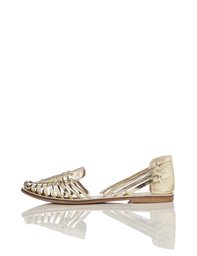 Amazon Brand - find. Women’s Woven Leather Sandals, Gold (Metalic), US 5