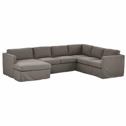 Amazon Brand – Stone & Beam Andover Slipcover Right-Facing U-Shaped Sectional, 134"W, Stone Fabric
