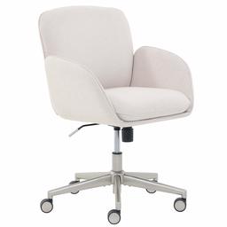 Amazon Brand – Rivet Modern Upholstered Swivel Home Office Task Chair, 25.5"W, Beige with Nickel Finish