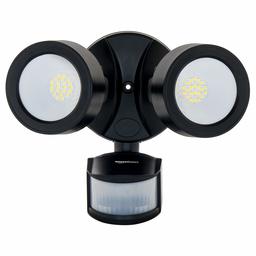 AmazonBasics 28W Waterproof LED Outdoor Motion Sensor Security Light with 2 Adjustable Metal Heads - 5500K-6500K Cool White, Up to 180° Detection Angle, 2500 Lumen, ETL Certified