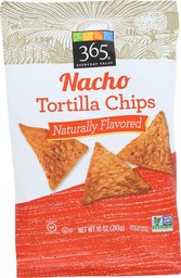 365 Tortilla Chips, Nacho, 10 oz