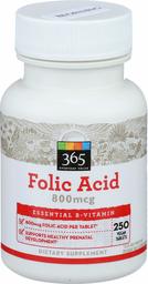 365 Everyday Value, Folic Acid 800mcg, 250 ct