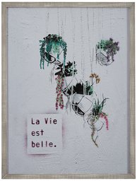 Amazon Brand – Rivet Life is Beautiful Hanging Plants Print Wall Art in Gray Wood Frame, 16.5" x 20.5"