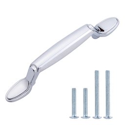 AmazonBasics Spoon Foot Cabinet Handle, 5.12" 長さ (3" Hole Center)、研磨クロム、10パック