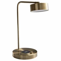 Stone & Beam Modern Task Lamp, 18.5"H, Antique Brass with Wireless Charging