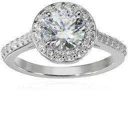Platinum-Plated Sterling Silver Round-Cut Swarovski Zirconia Halo Ring (1.5 cttw)