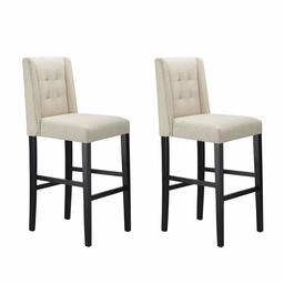 Amazon Brand – Ravenna Home Modern upholstery Bar Stool with Back, 30" seat Height, Beige, Set of 2
