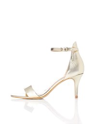 Amazon Brand - find. Women’s Ankle Strap Sandals with Stiletto Heel and Buckle, Gold, US 10.5