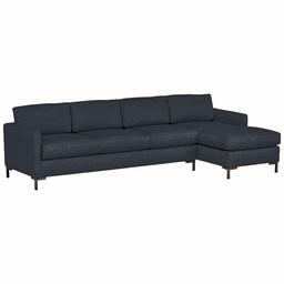 Amazon Brand – Rivet Edgewest Low Back Modern Right Chaise Sofa Sectional, 115"W, Eclipse Blue