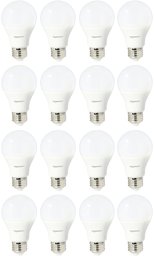 AmazonBasics 40 Watt Equivalent, Daylight, Dimmable, 15,000 Hour Lifetime, A19 LED Light Bulb | 16-Pack