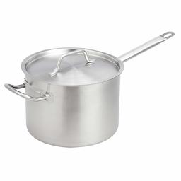 AmazonCommercial 8 Qt. Stainless Steel Aluminum-Clad Straight Sided Sauce Pan with Cover