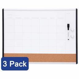 AmazonBasics 3 in 1 Combo Board, Plastic/Aluminum Frame, 17" x 23", 3 Pack