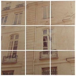Amazon Brand – Stone & Beam Modern 9-Piece Mural of White Paris Building on Wood, 48" x 48"