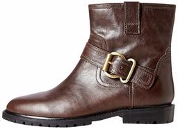 find. Amazon Brand Pull On Leather Buckle Biker Ankle Boots, Dk. Brown, US 9