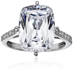 Platinum-Plated Sterling Silver Celebrity "Kim" Ring made with Swarovski Zirconia, Size 6