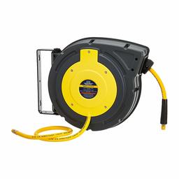 AmazonCommercial Air Tool Hose Reel Water Retractable Polypropylene 3/8" Inch x 50' Feet Premium Commercial Flex Hybrid Polymer Hose Max 300 PSI Heavy Duty Spring Driven Construction