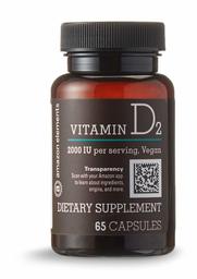 Amazon Elements Vitamin D2 2000 IU, Vegan, 65 Capsules