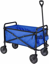 AmazonBasics Garden Tool Collection - Collapsible Folding Outdoor Garden Utility Wagon with Cover Bag, Blue