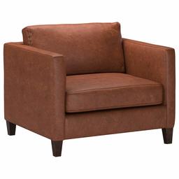 Amazon Brand – Stone & Beam Andover Leather Living Room Accent Chair, 38"W, Saddle Brown