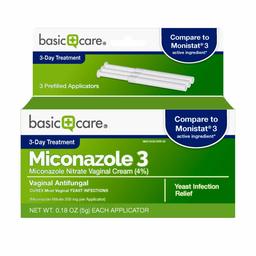 Amazon Basic Care Miconazole 3, Miconazole Nitrate Vaginal Cream (4%), 3-Day Treatment for Vaginal Yeast Infection