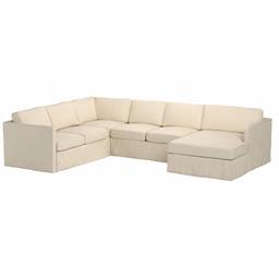 Amazon Brand – Stone & Beam Andover Slipcover Left-Facing U-Shaped Sectional, 134"W, Cream Fabric