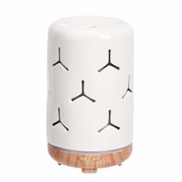AmazonBasics 120ml Ultrasonic Ceramic Aromatherapy Essential Oil Diffuser with Wood Grain Finish Base, Snowflake Pattern