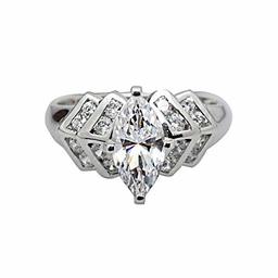 [Find] Amazon Collection Rhodium Plated Sterling siruba-kuriama-kisukyu-bikkuzirukoniaringu, Size 14