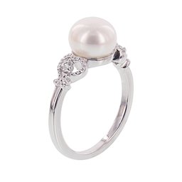 [Find] Amazon Collection roziumumekkisuta-ringusiruba- 9 mm howaitonatyurarupa-ru & Decoration settokuriakyu-bikkuzirukoniaringu, Size 11
