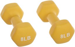AmazonBasics Neoprene Dumbbell Hand Weights, 8 Pound Each, Yellow - Set of 2