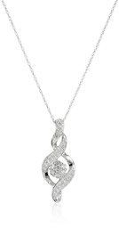 10K White Gold Diamond Twist Pendant Necklace (1/4 cttw), 18"