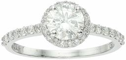 IGI Certified Lab Grown Diamond Halo Engagement Ring in 14k White Gold (1.0 CT.TW., I-J Color, SI1-SI2 Clarity), Size 5