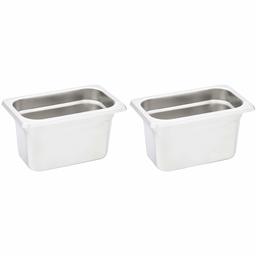 AmazonCommercial 1/9 Size x 4" Deep, Anti-Jam Stainless Steel Steam Table/Hotel Pan, 22 Gauge, Pack of 2