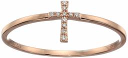 10k Rose Gold Diamond Accent Cross Ring