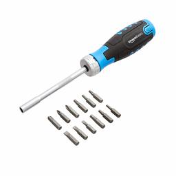 AmazonBasics 12-in-1 Magnetic Ratchet Screwdriver (Renewed)