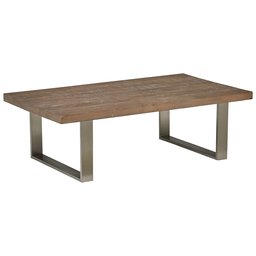 Amazon Brand – Stone & Beam Culver Reclaimed Industrial Wood Coffee Table, 55.1"W, Natural and Steel